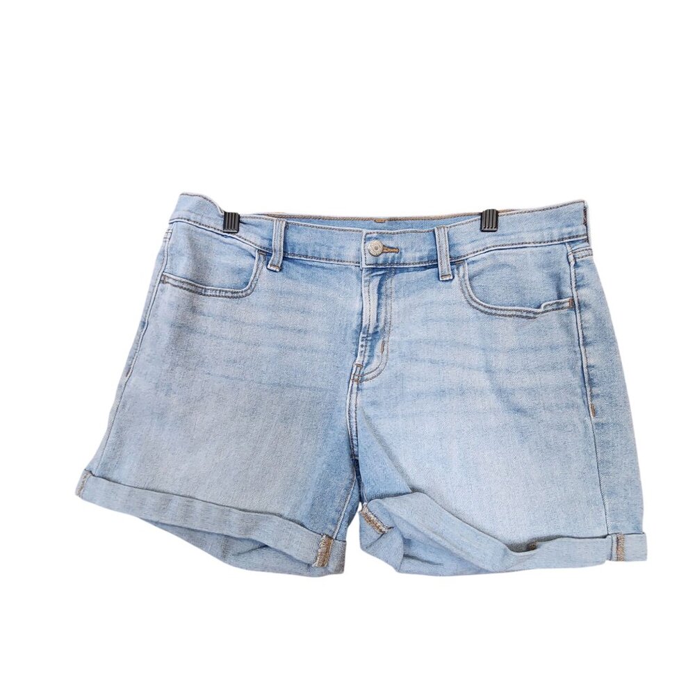 Old Navy Womens Light Wash Denim Cuffed High-Rise Shorts Size 10